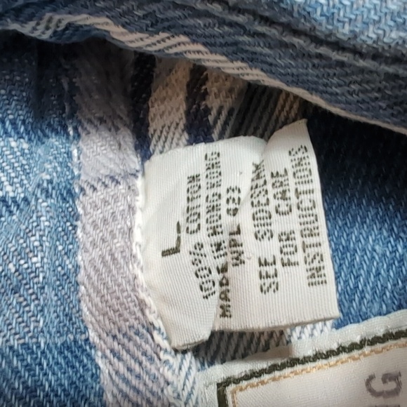 Vintage 90s Levi’s Plaid Button Up Size Large In Blue & White Metal Buttons - Picture 3 of 11